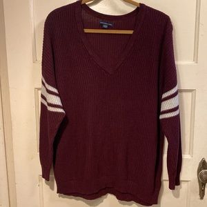 American Eagle V-Neck Burgundy Sweater. Size XL